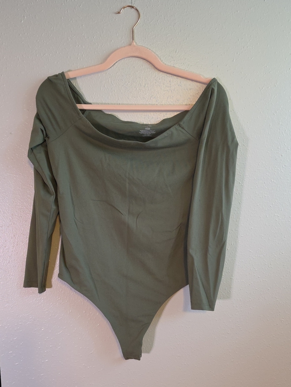 nuuds Olive Off-Shoulder Long Sleeve Bodysuit